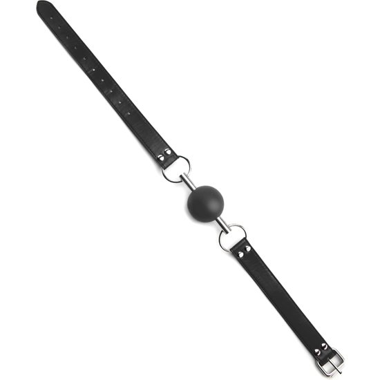 Ouch ball gag con nastri in pelle nera