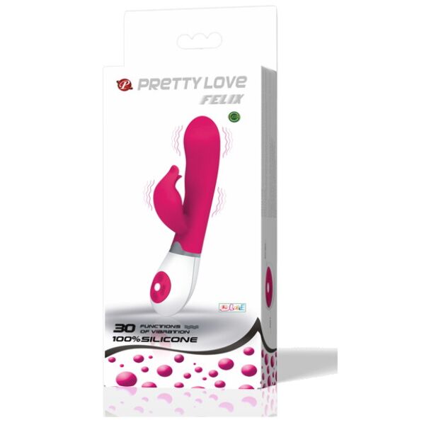 Vibratore rabbit Pretty Love BI-014223 lilla e bianco, con il corpo curvo e le orecchie per il clitoride