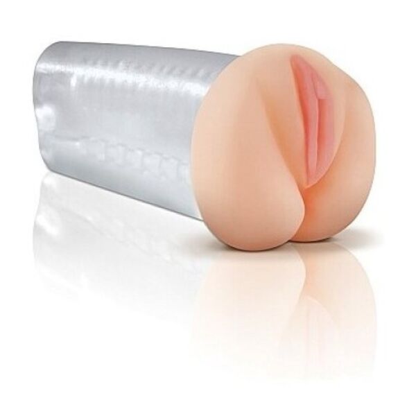 Masturbatore maschile trasparente Pipedream Extreme Toyz, con l'interno a perle ben visibile