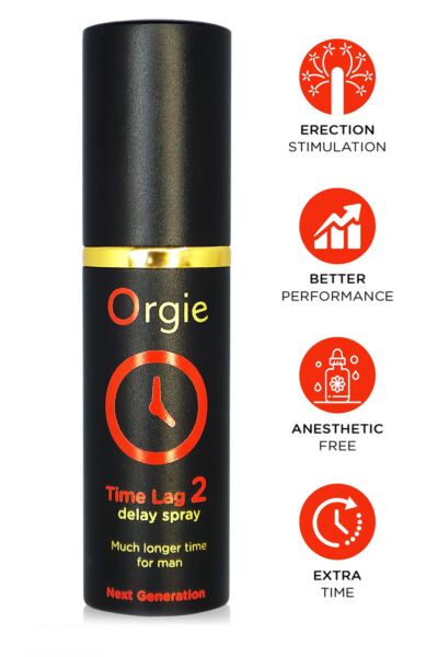 Spray ritardante Orgie Time Lag 2 nel suo flacone di alluminio da 10 ml