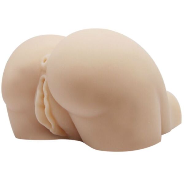 Masturbatore Baile BM-009190 a forma di torso ridotto con vagina e ano, di colore naturale, accanto al suo telecomando