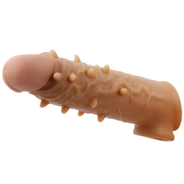 Guaina per pene Pretty Love Osborn dall'aspetto realistico, con rilievi e anello testicolare