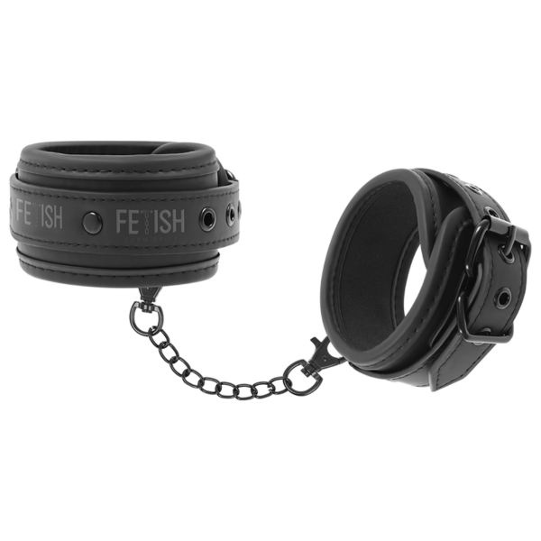 Manette in pelle vegana Fetish Submissive con fibbia in metallo ed elemento di unione