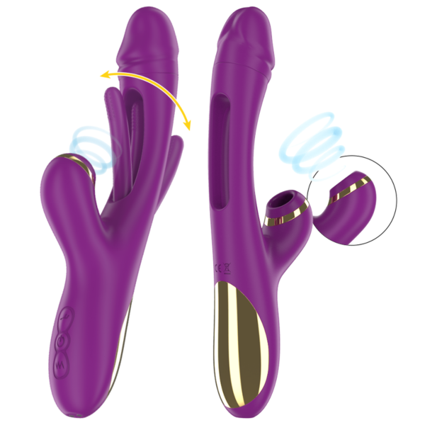 Succhiaclitoride Intense Ateneo viola con rivestimento dorato e lingua oscillante