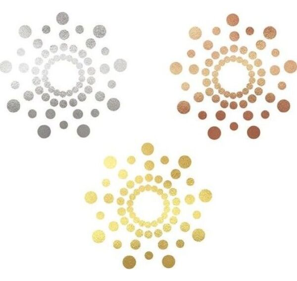 Tatuaggi temporanei metallizzati Bijoux Indiscrets Mimi Metallic in argento, oro e rame