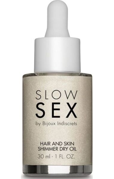 Flacone con pipetta dell'olio secco illuminante Dry-touch Shimmer Oil di Bijoux Indiscrets