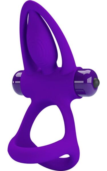 Anello vibrante Pretty Love BI-210306 con stimolatore a setole e punta a forma di delfino