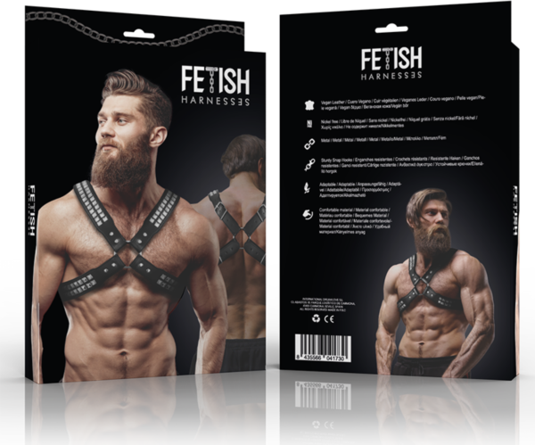 Imbracatura pettorale da uomo Fetish Submissive Attitude, indossata sul busto