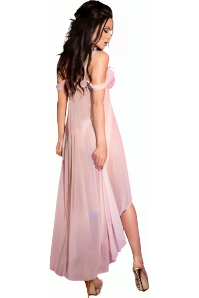 Babydoll lungo Chilirose CR 3716 in rete e pizzo, con il suo tanga