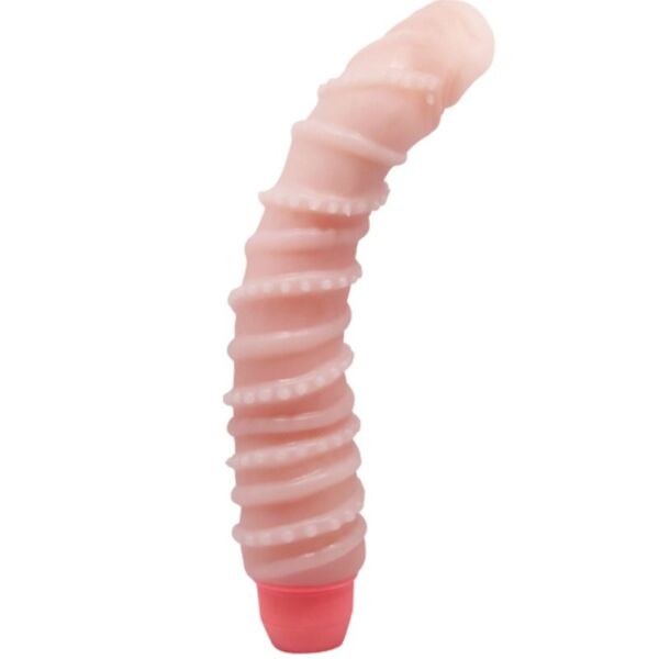 Vibratore realistico BAILE Flexi Vibe Spiral, color carne, con vene e glande arrotondato