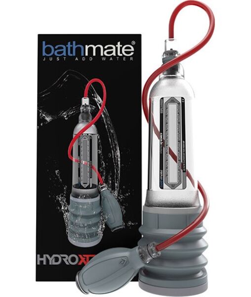 Pompa a vuoto per il pene Bathmate HydroXtreme 9, trasparente, con la sua pompetta manuale