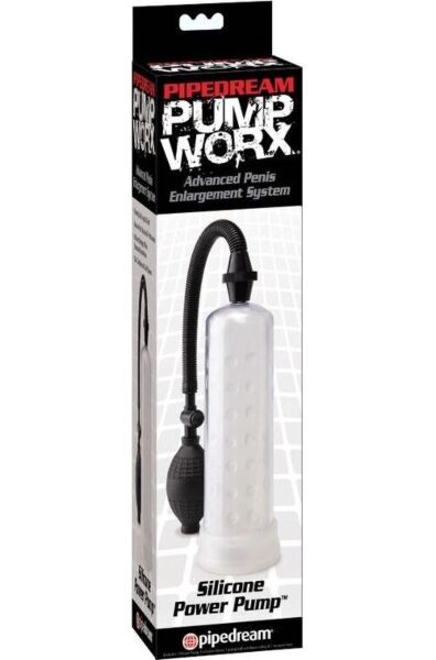 Pompa per pene Pump Worx in silicone con cilindro trasparente