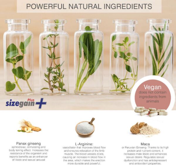 Scatola di compresse 500COSMETICS SizeGain Plus