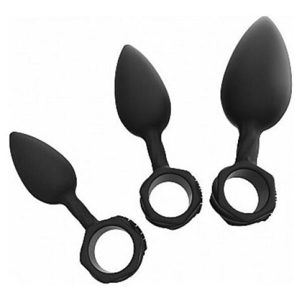 Kit Bathmate Anal Training Plugs, tre plug anali neri in silicone in tre misure