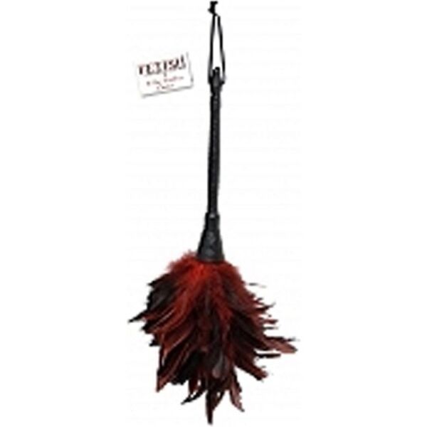 Piumino erotico Fetish Fantasy Series Frisky Feather con piume nere e rosse e manico