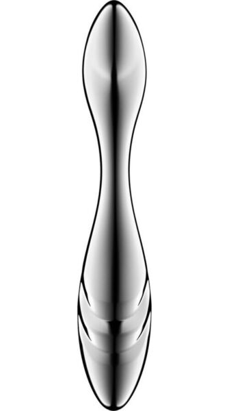 Dildo in acciaio inossidabile Satisfyer Pure Gravity 3, argentato e a due estremità