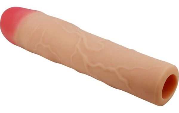 Guaina per il pene con estensione Pretty Love BI-026257, color carne, con vene e glande in rilievo