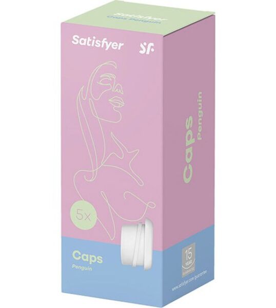 Cinque testine bianche in silicone per il Satisfyer Pro Penguin NG