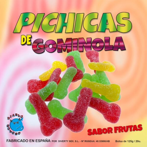 Scatola di caramelle gommose a forma di pene Diablo Goloso, in vari gusti alla frutta