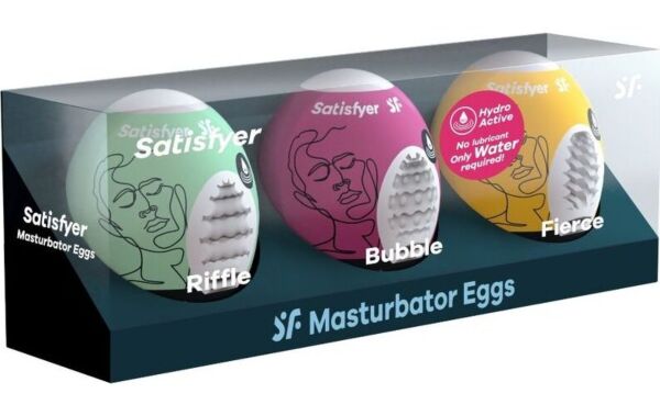 Pack di tre uova masturbatorie Satisfyer Eggs Riffle, Bubble & Fierce