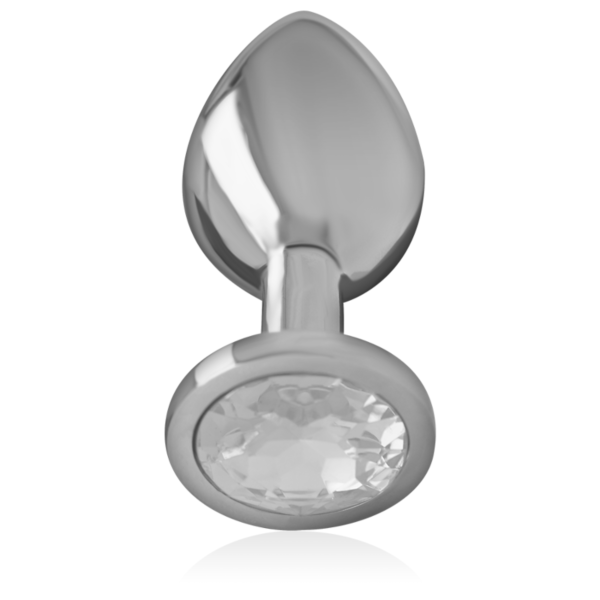 Plug anale Intense Silver Crystal, in metallo con una pietra brillante e dettagli blu
