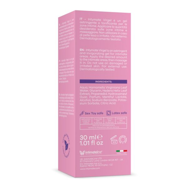 Flacone da 30 ml del gel intimo a base d'acqua Intymate Virgel