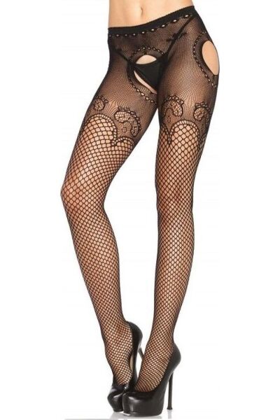 Collant a rete Leg Avenue Jess Duchess, con apertura e dettagli in pizzo