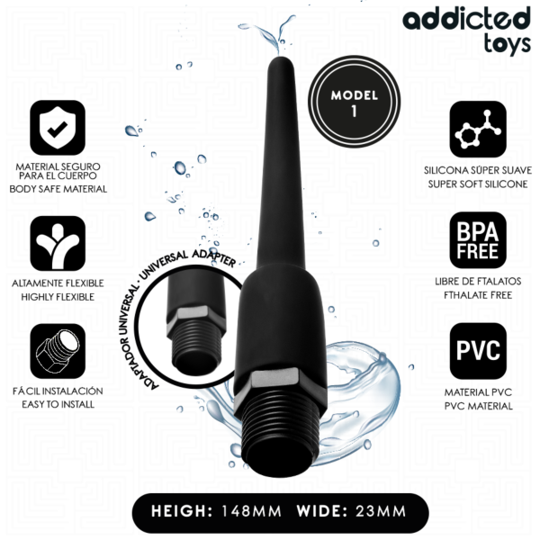 Doccia anale Addicted Toys Modello 1 con il suo adattatore universale per il flessibile