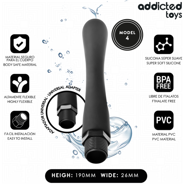 Doccia anale Addicted Toys Modello 4 con il suo adattatore universale