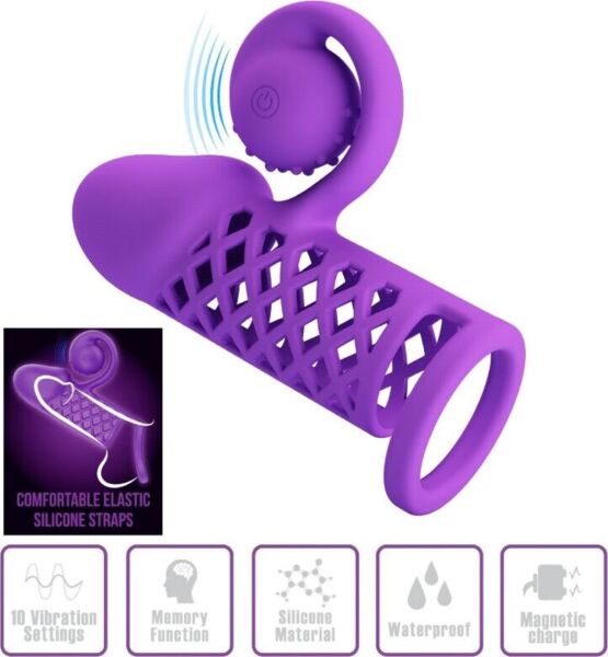 Guaina per pene Romance Harden di colore viola, con testa a spirale