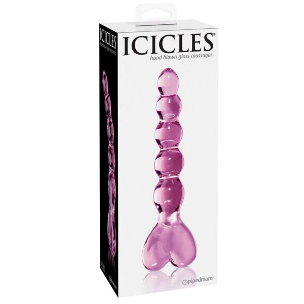Dildo in vetro Pipedream Icicles No. 43 con manico a forma di cuore