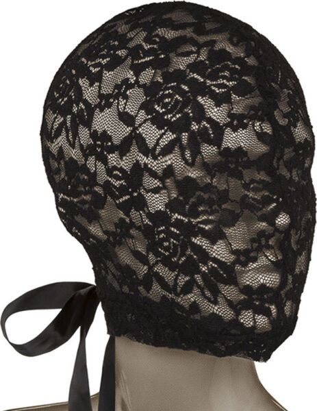 Maschera nera CalExotics Scandal Corset Lace Hood in pizzo con lacci stile corsetto