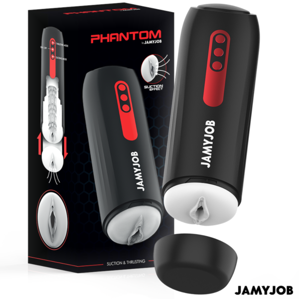 Masturbatore automatico Jamyjob Phantom nero con dettagli rossi