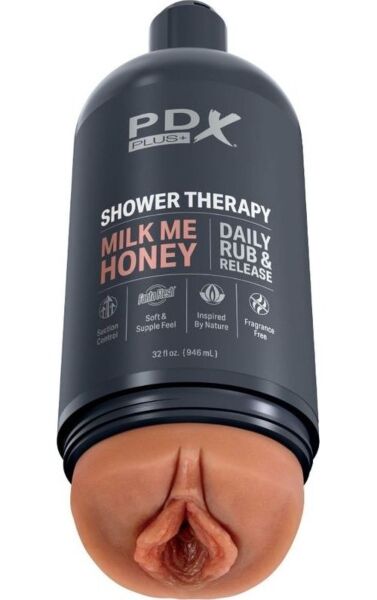 Masturbatore PDX Plus Shower Therapy Milk Me Honey a forma di flacone di shampoo