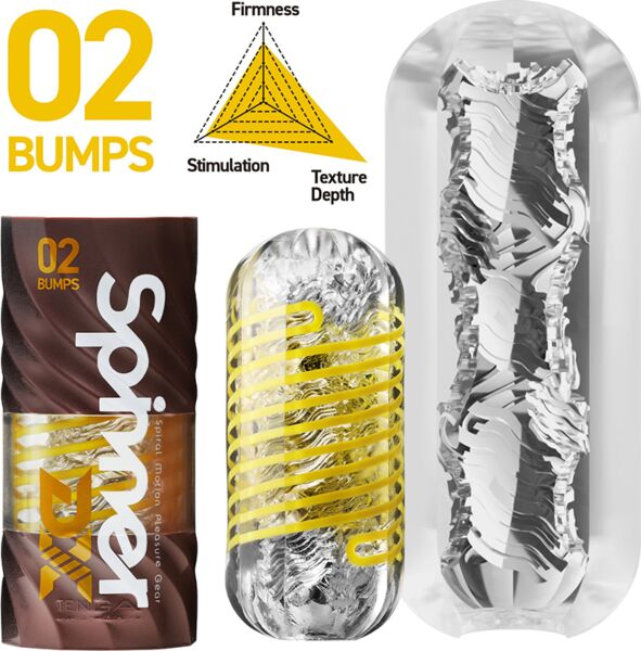 Masturbatore Tenga Spinner DX 02 Bumps con la sua custodia e il supporto per l'asciugatura