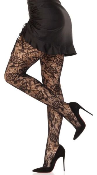Calze a rete Leg Avenue Bow Net Tights nere, con fiocchi intrecciati nella rete