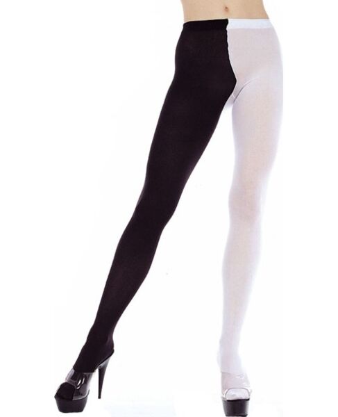 Collant Music Legs XXL nero/bianco, coprenti, con una gamba nera e una bianca
