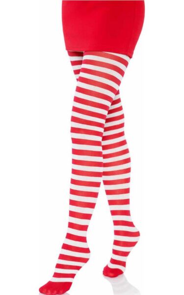 Collant Leg Avenue Jada a righe bianche e rosse
