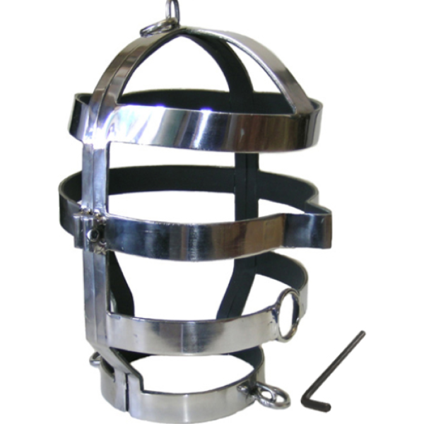 Maschera BDSM Metal Hard Mask with Steel Necklace con il suo collare