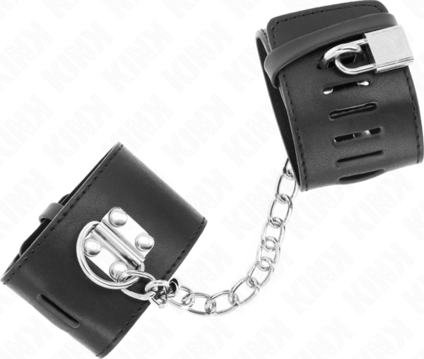 Manette nere Kink Fixed Wrist Restraints con catena e chiusura con lucchetto