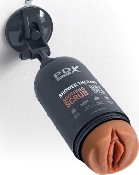 Masturbatore PDX PLUS+ Shower Therapy Soothing Scrub Caramelo a forma di flacone di shampoo