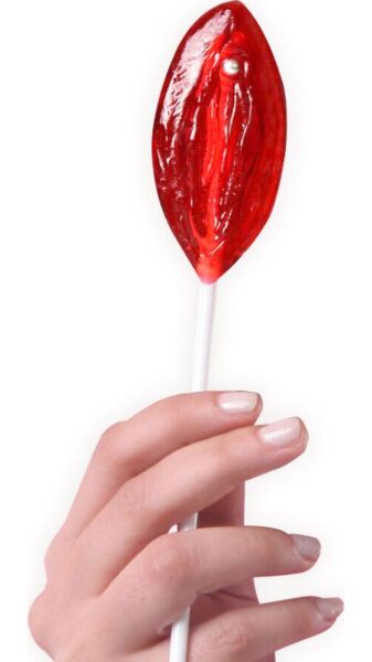 Espositore Lecca-lecca Vulva Secret Play con 40 lecca-lecca gommosi alla fragola a forma di vulva