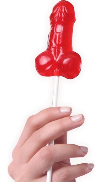 Espositore di lecca-lecca Secret Play alla fragola, 40 pezzi, a forma di pene