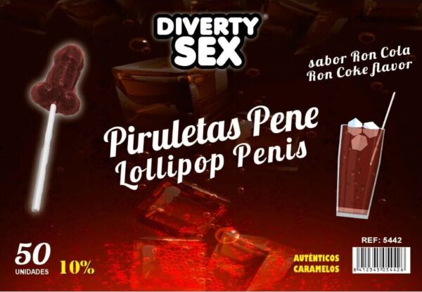 Barattolo espositore con 50 lecca lecca a forma di pene Diablo Goloso