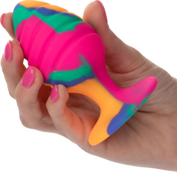 Plug anale CalExotics Cheeky Large Swirl con fantasia tie-dye e base a ventosa