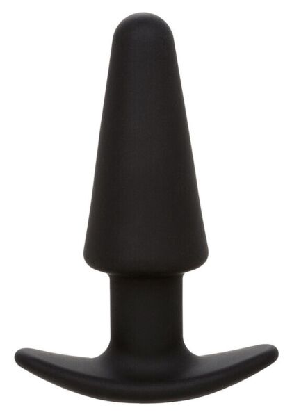 Plug anale vibrante CalExotics Rock Bottom Tapered Probe, in silicone nero e dalla forma conica