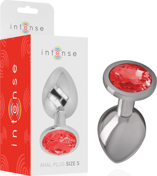 Plug anale Intense con gioiello tondo, in metallo con una pietra brillante