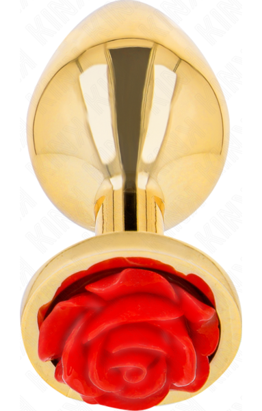 Plug anale Kink Rosa Roja in acciaio inox, con la rosa rossa alla base