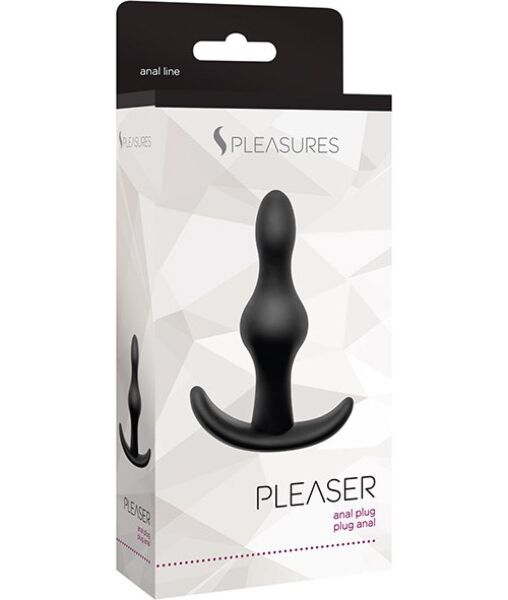 Plug anale S Pleasures Pleaser nero, con due palline graduali e base di arresto