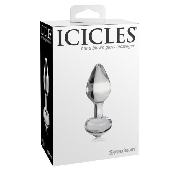 Plug anale in vetro Icicles N. 44 di Pipedream, con punta conica e anello alla base